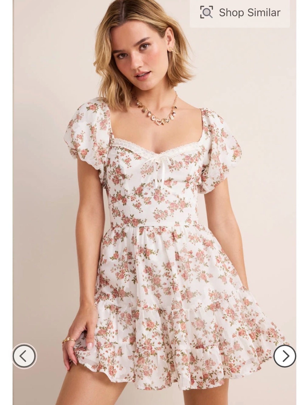 Francesca’s Julia Puff Sleeve Floral Mini Dress